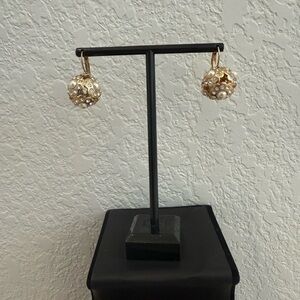 Elegant Gold and White Hoop Earrings